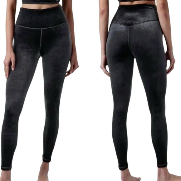 Athleta Elation Velvet Tight Womens Small Black Stretch Comfort Athleisure Gym - Picture 4 of 12